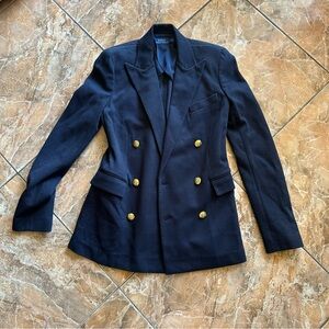 Polo Ralph Lauren Navy Double-Breasted Knit Blazer